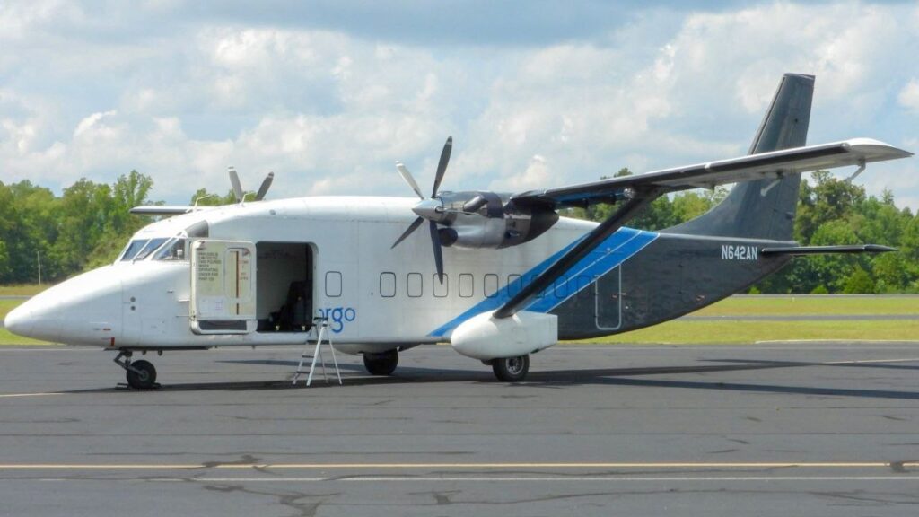 Regional air cargo plane on airport tarmac illustrating mail and freight delivery operations