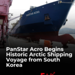 PanStar Acro container ship at Busan New Port before its first Arctic shipping route voyage to Europe