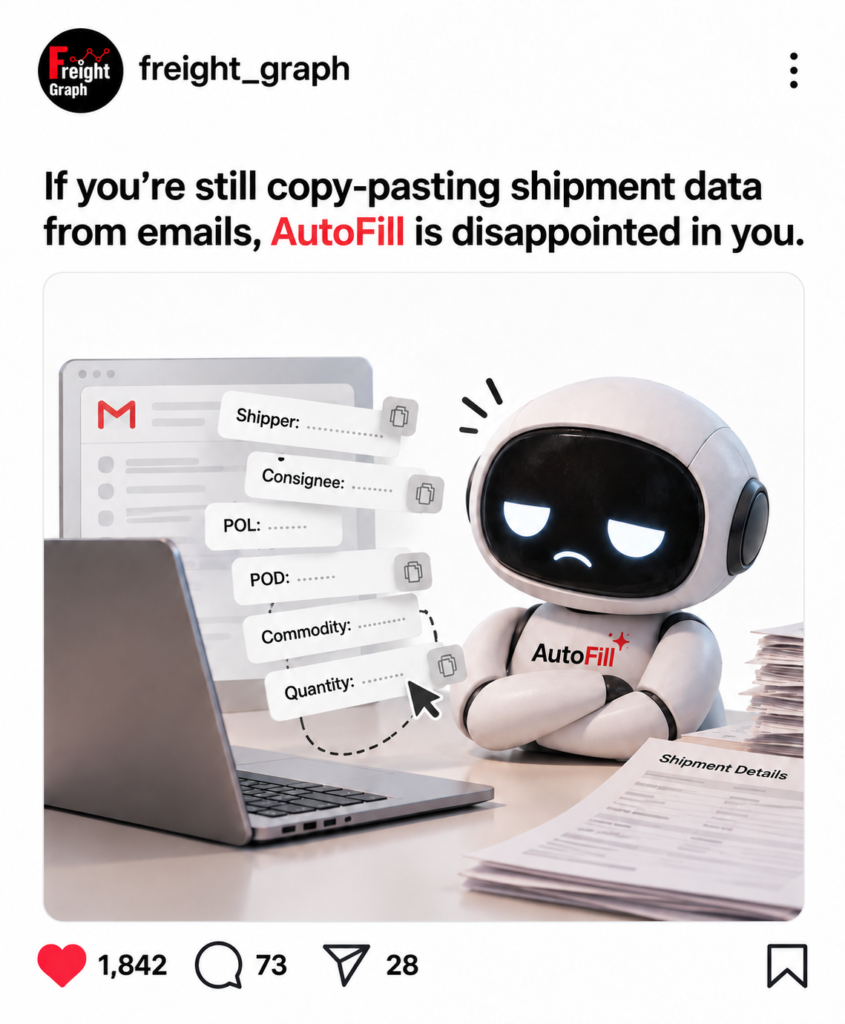 FreightGraph AutoFill automatically extracting shipment data from emails and freight documents