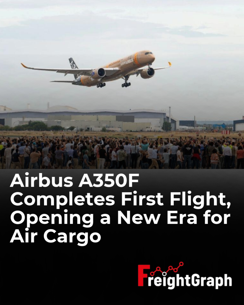 Airbus A350F cargo aircraft during its maiden flight in Toulouse on September 29, 2026