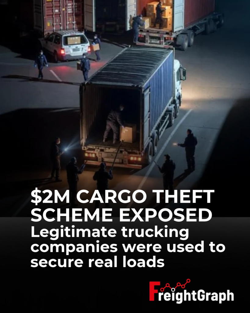 Semi-truck representing a $2 million U.S. cargo theft scheme involving legitimate trucking companies