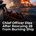 Espirito Santo Express container ship involved in a South Atlantic fire that led to the rescue of 28 seafarers and the loss of a chief officer.