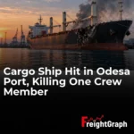 Civilian cargo vessel damaged in an attack in Ukraine's Odesa region, illustrating Black Sea shipping risks