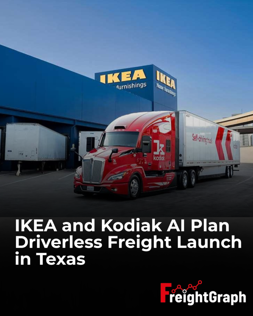 Kodiak AI autonomous truck representing the planned driverless freight operations for IKEA Supply in Texas in 2026.