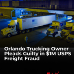 USPS freight truck illustrating the $1 million freight contract fraud case involving false delivery records in Orlando.
